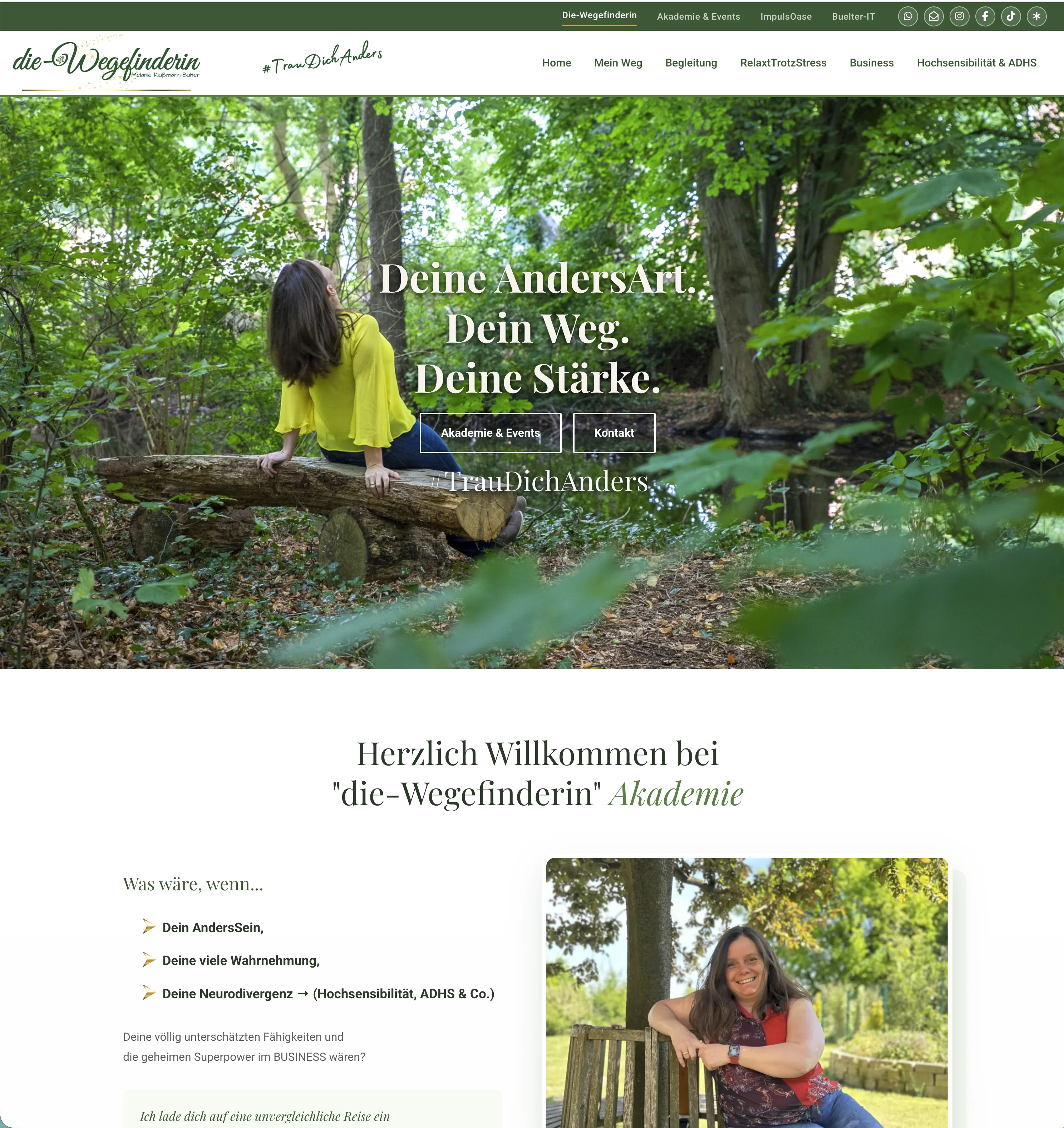 Screenshot der Website die-wegefinderin.de