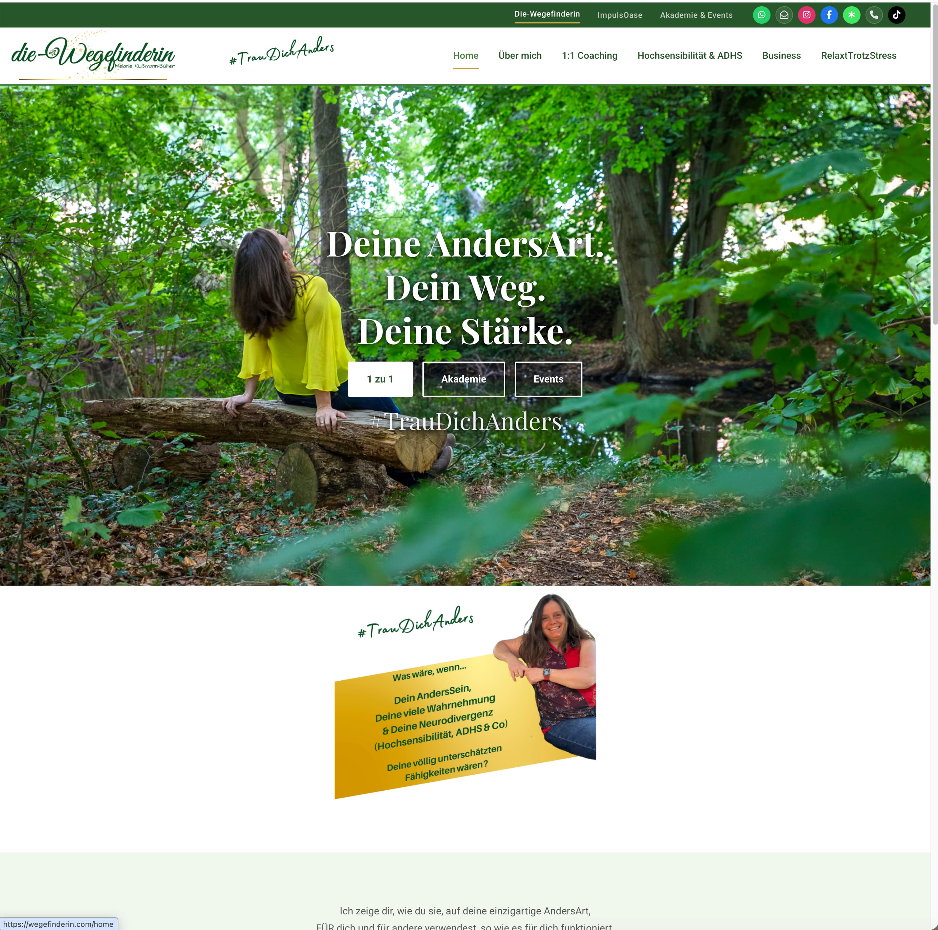 Screenshot der Website die-wegefinderin.de