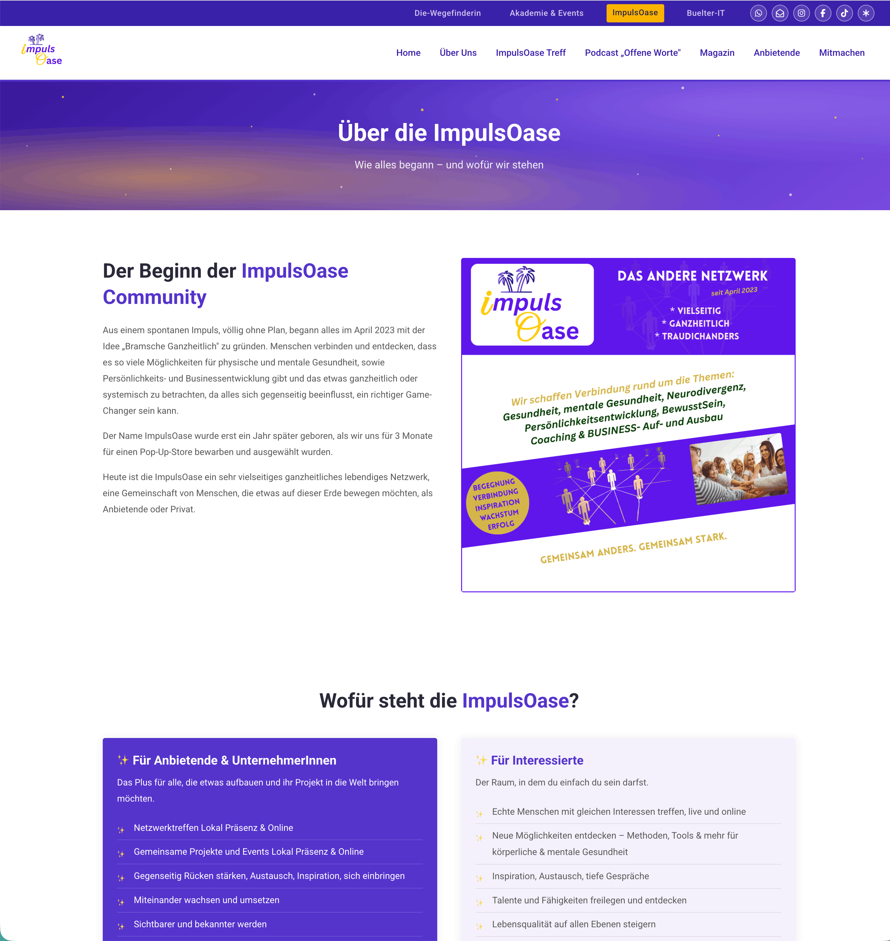 Screenshot der Website impulsoase.info